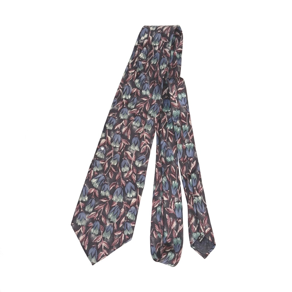 Christian Dior Monsieur Men's Tie Floral Dark Blue Green Red Silk Blend